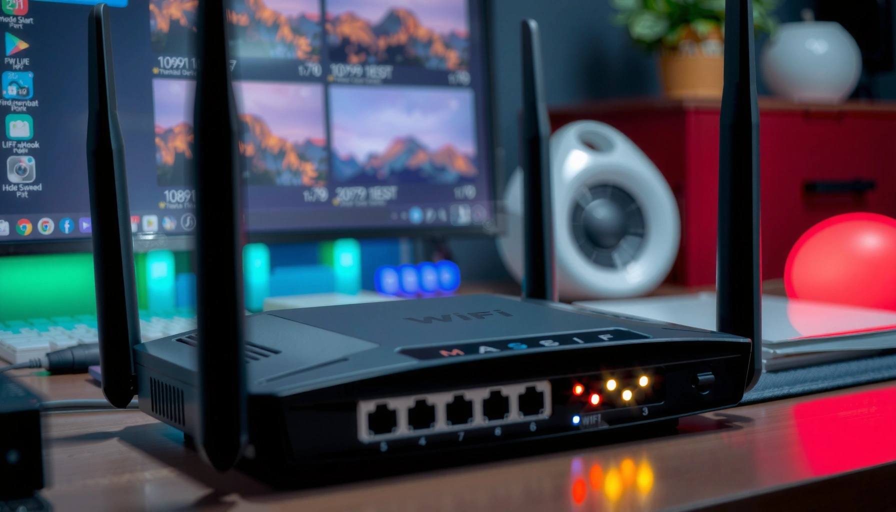 Illustration showing different router lights and their meanings in a quick guide format