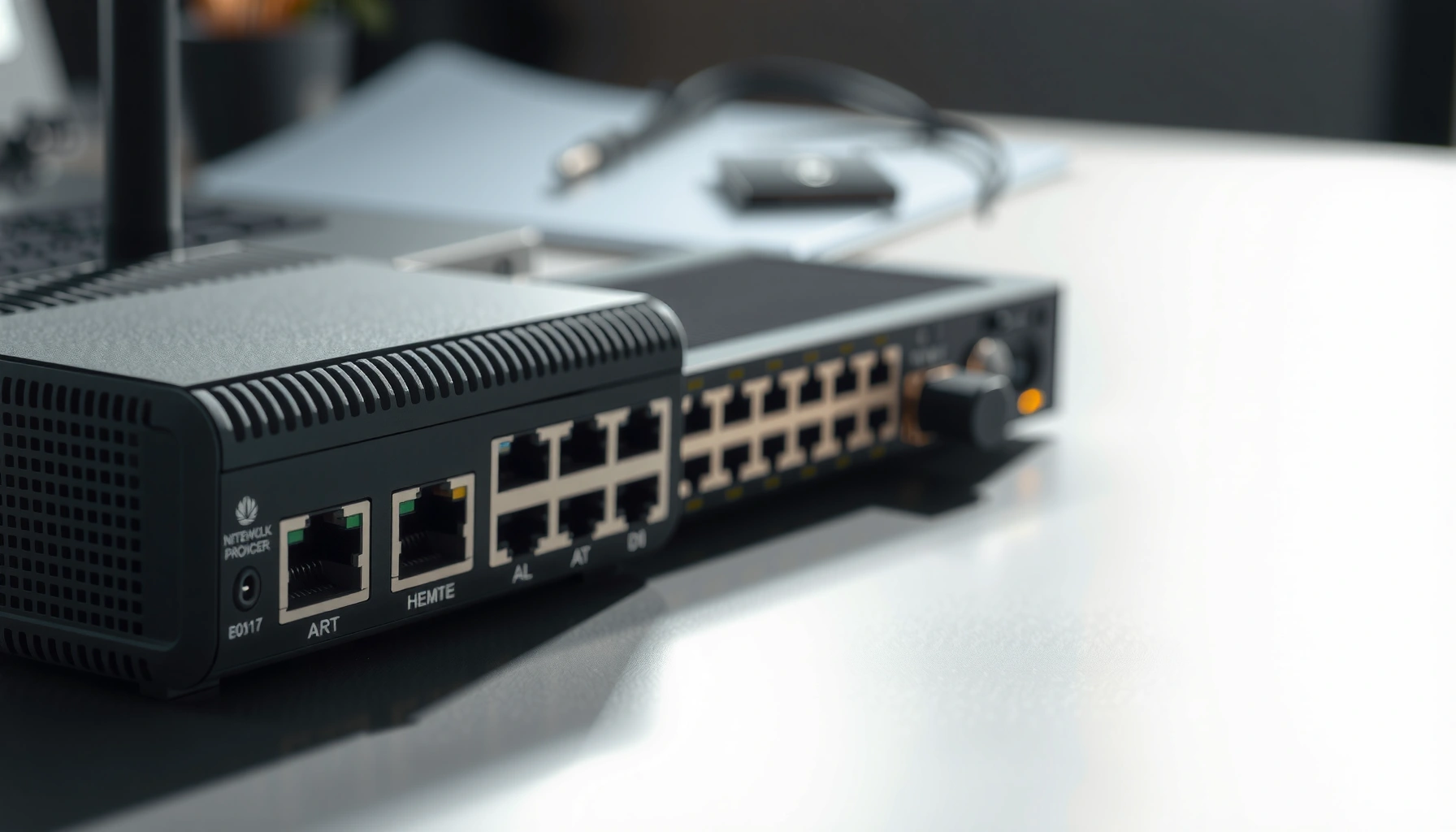 Illustration comparing a router and a network switch, highlighting key differences in functionality and usage.