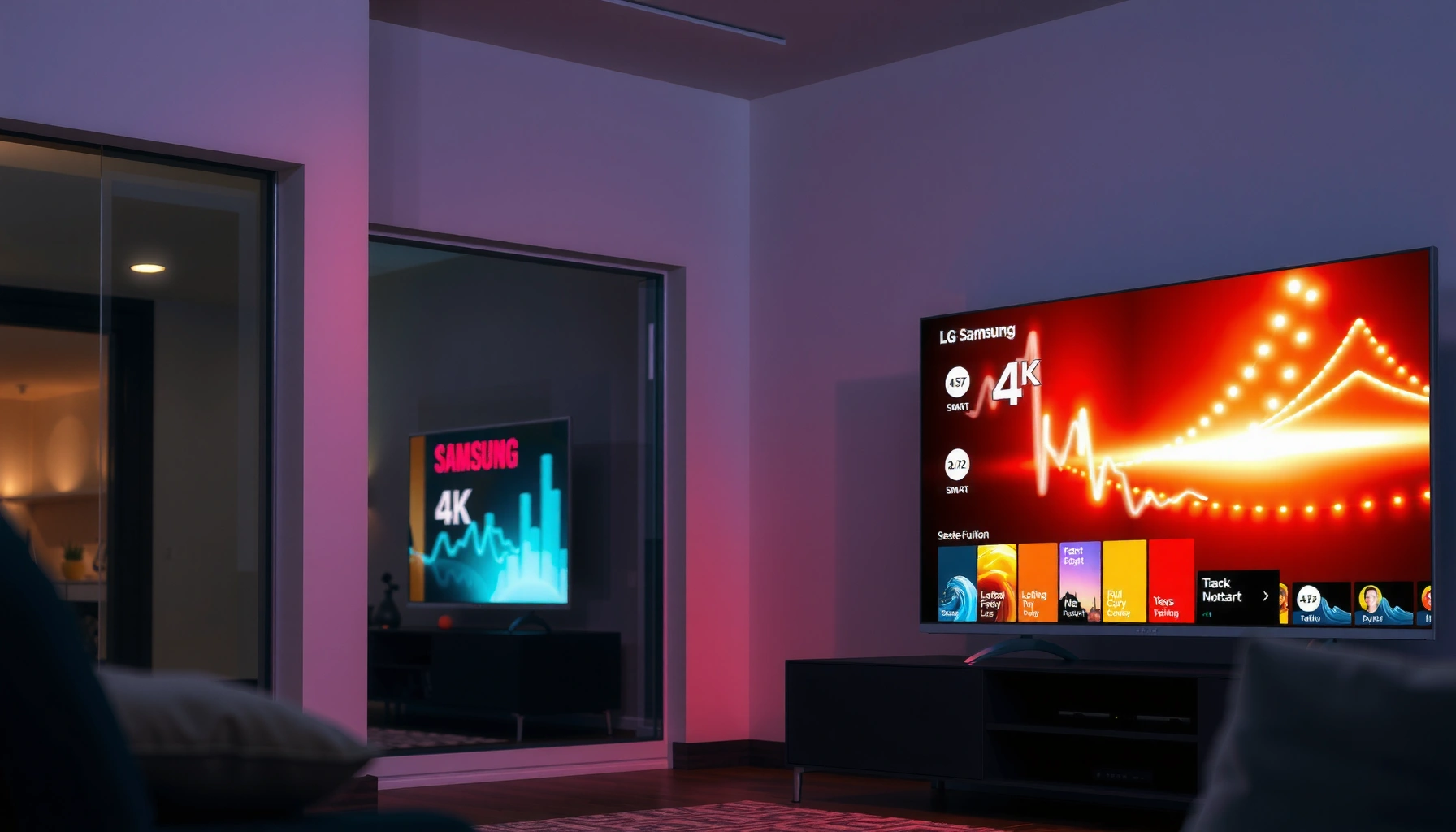 Comparison of Samsung 4K and LG 4K TVs showcasing features and designs.