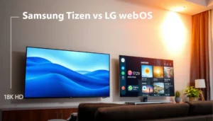 Comparison between Samsung Tizen and LG webOS for smart TV buyers.
