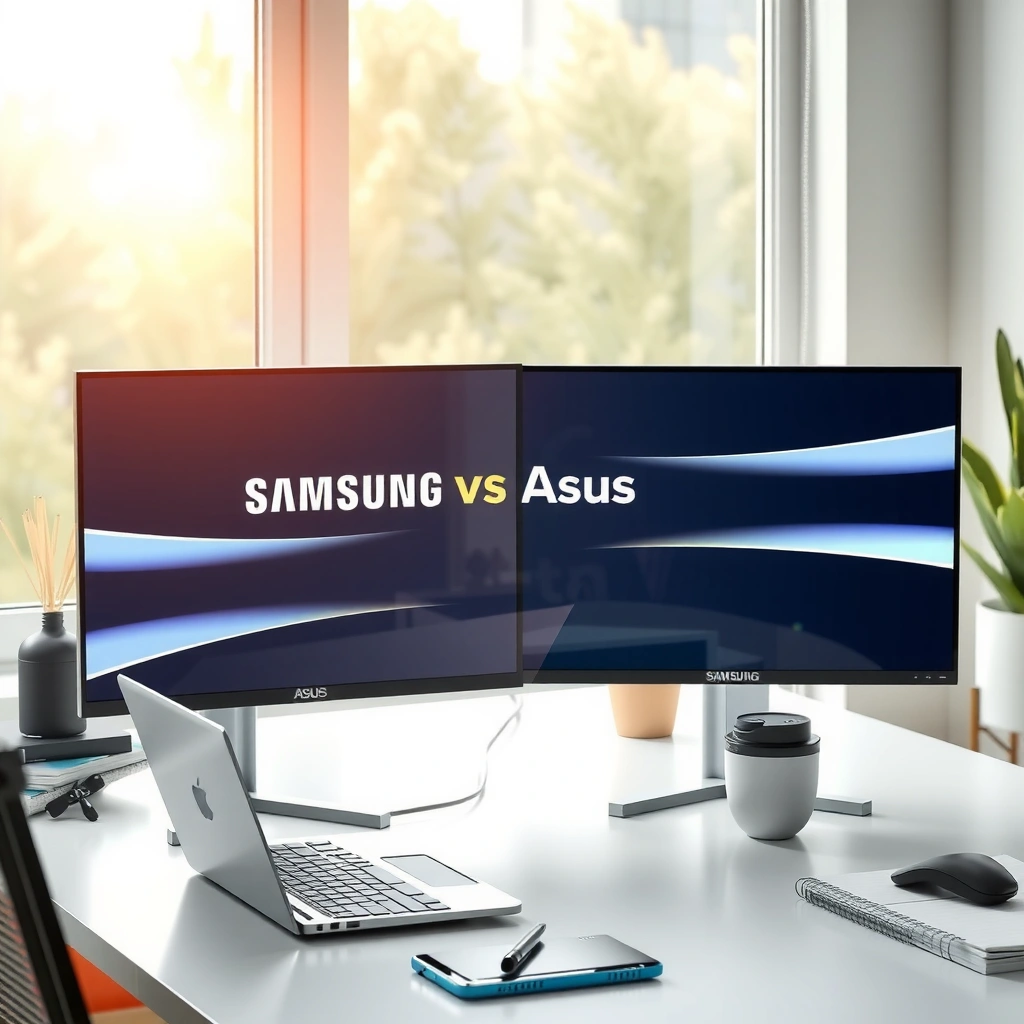 Comparison of picture quality and color performance between Samsung and ASUS monitors.