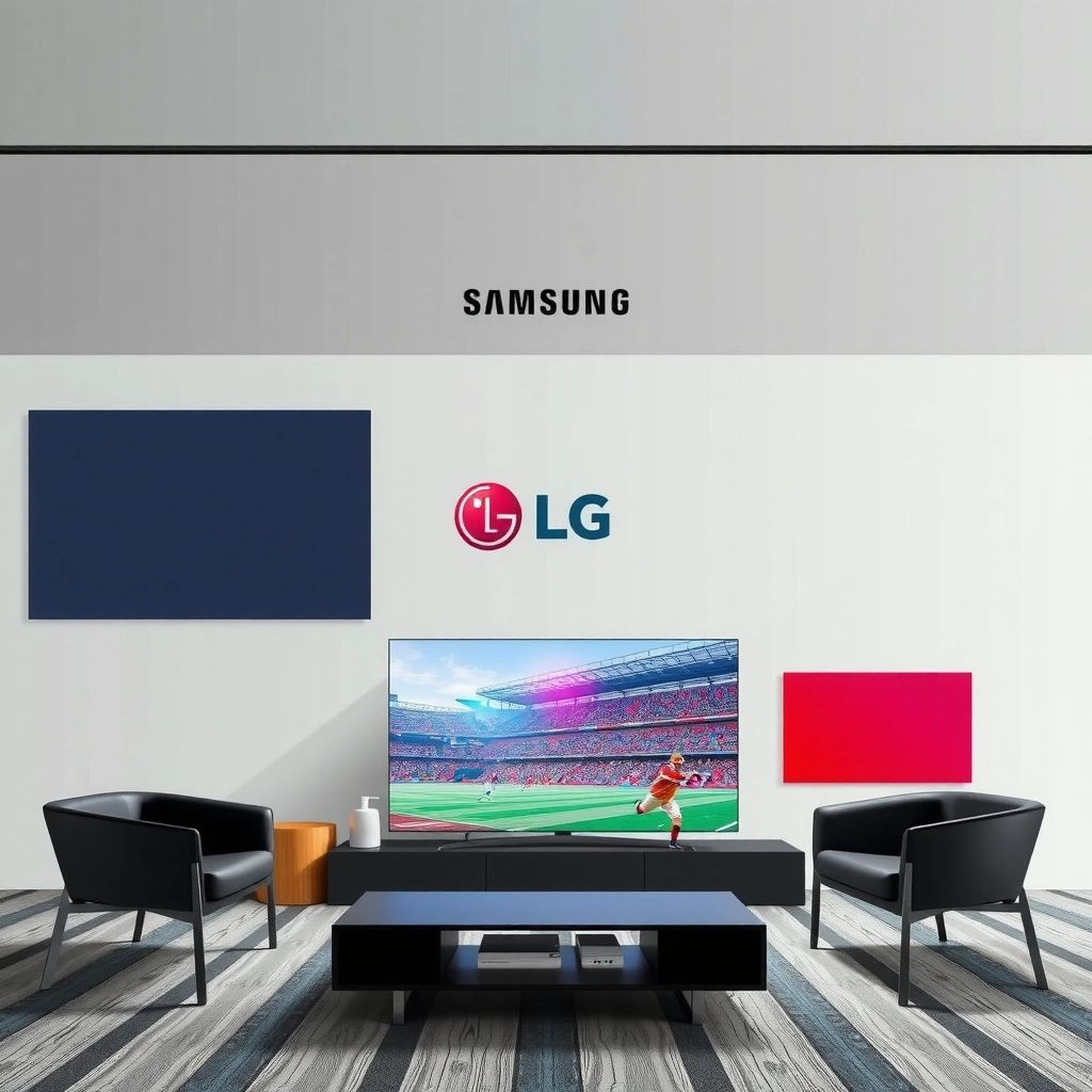 Comparison of Samsung and LG TVs showcasing sports picture quality with focus on motion and contrast.