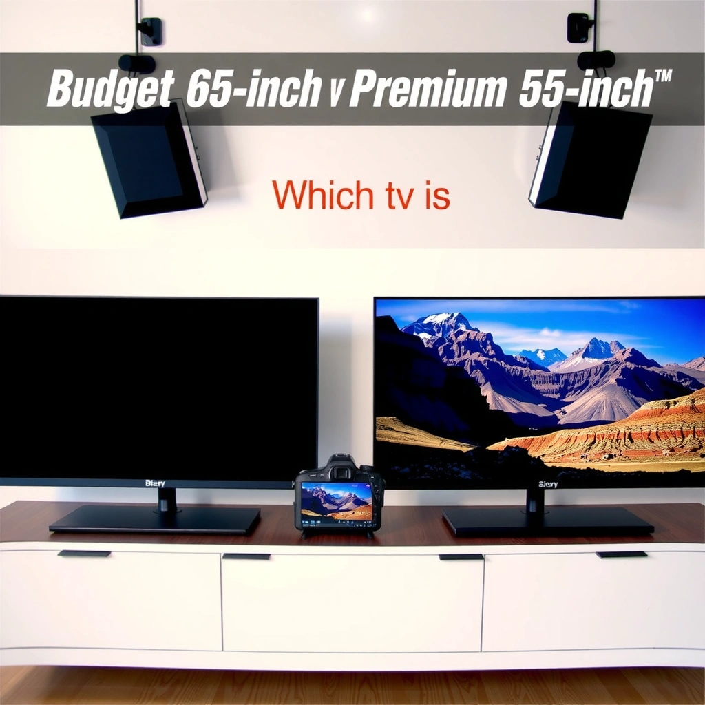Comparison of screen size and picture quality between budget 65-inch and premium 55-inch TVs.