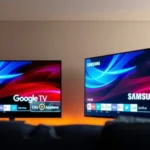 Comparison of Sony Google TV and Samsung Tizen smart TV platforms in a tech showdown.