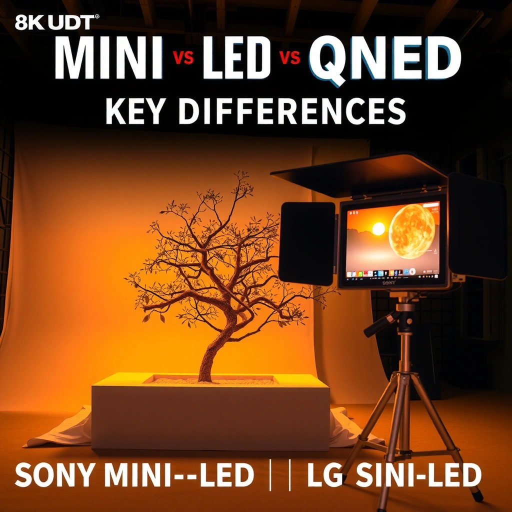 Illustration of Sony Mini-LED technology features and benefits for improved TV viewing experience.