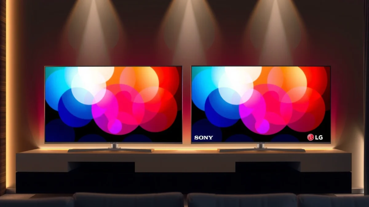 Side-by-side comparison of Sony OLED and LG QNED TVs for choosing the best option.