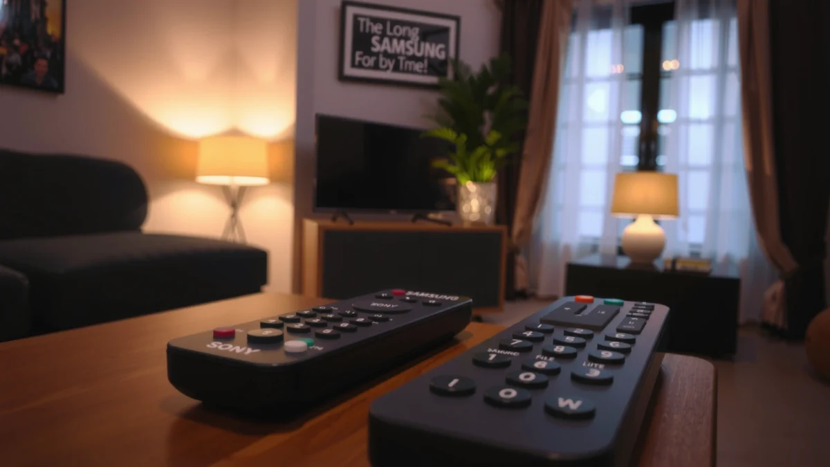 Comparison of Sony and Samsung remote controls for TVs, showcasing design and features.