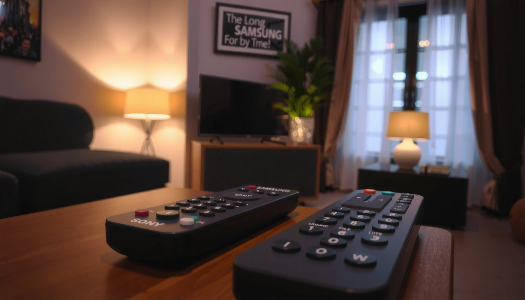 Comparison of Sony and Samsung remote controls for TVs, showcasing design and features.