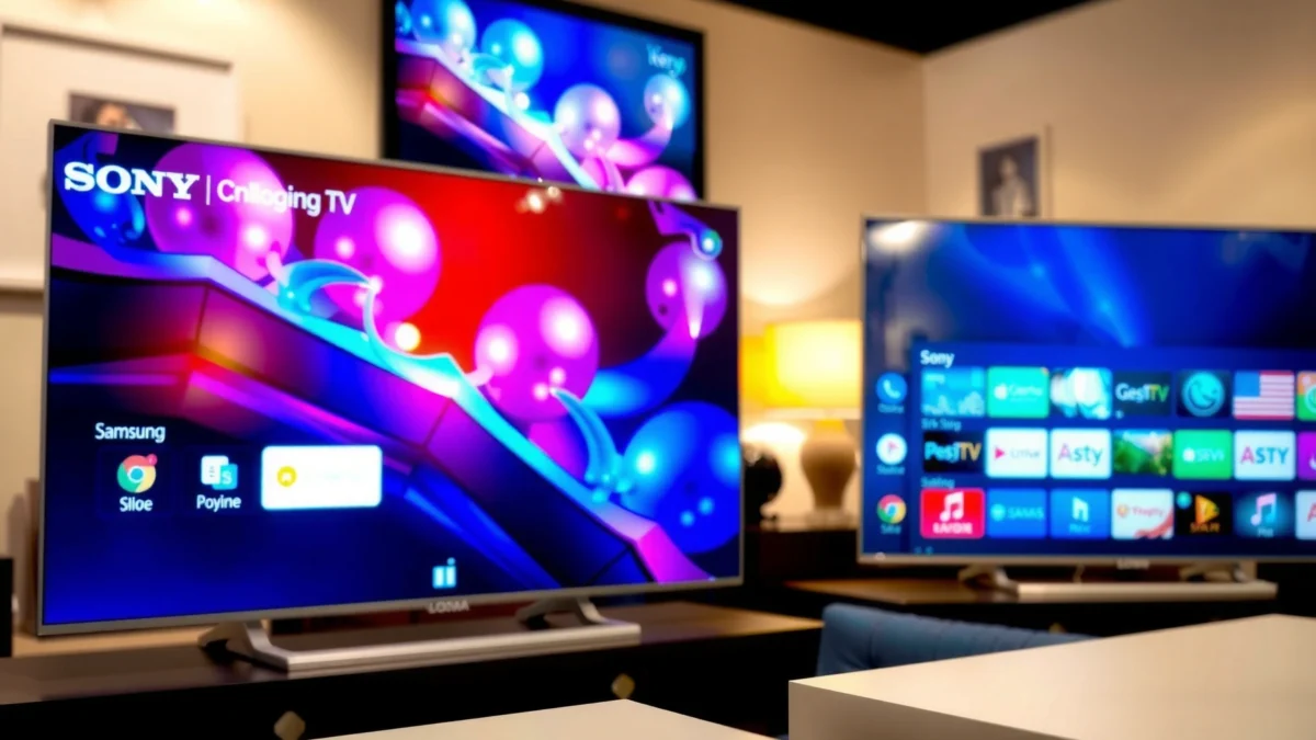 Comparison of Sony TV interface and Samsung TV interface highlighting key differences.