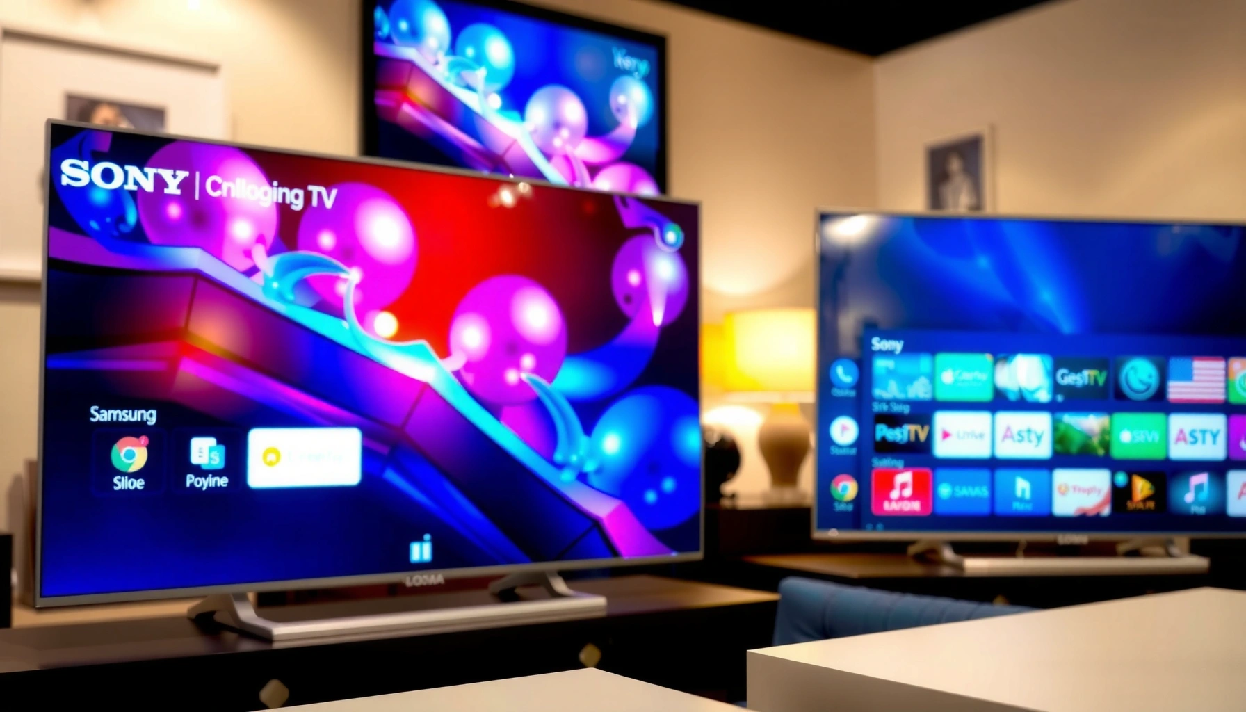 Comparison of Sony TV interface and Samsung TV interface highlighting key differences.