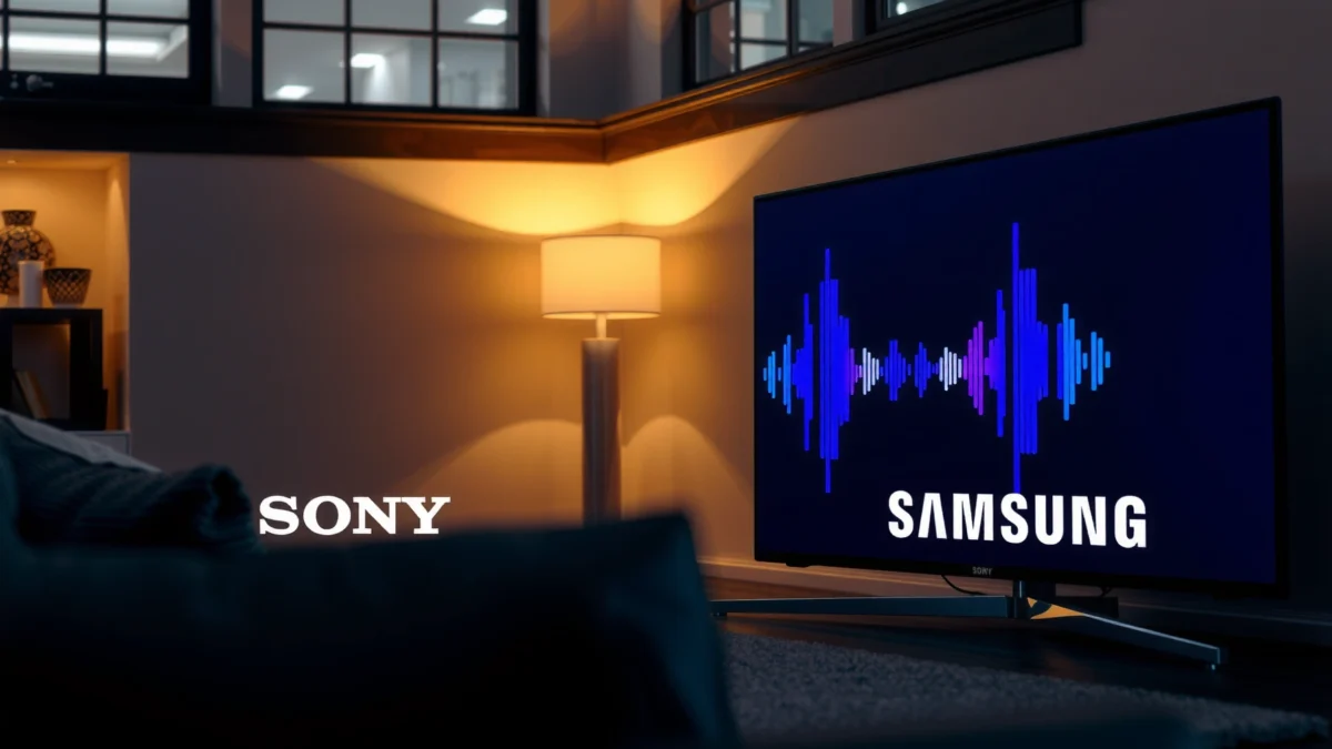Comparison of sound quality between Sony and Samsung TVs in a home entertainment setup.