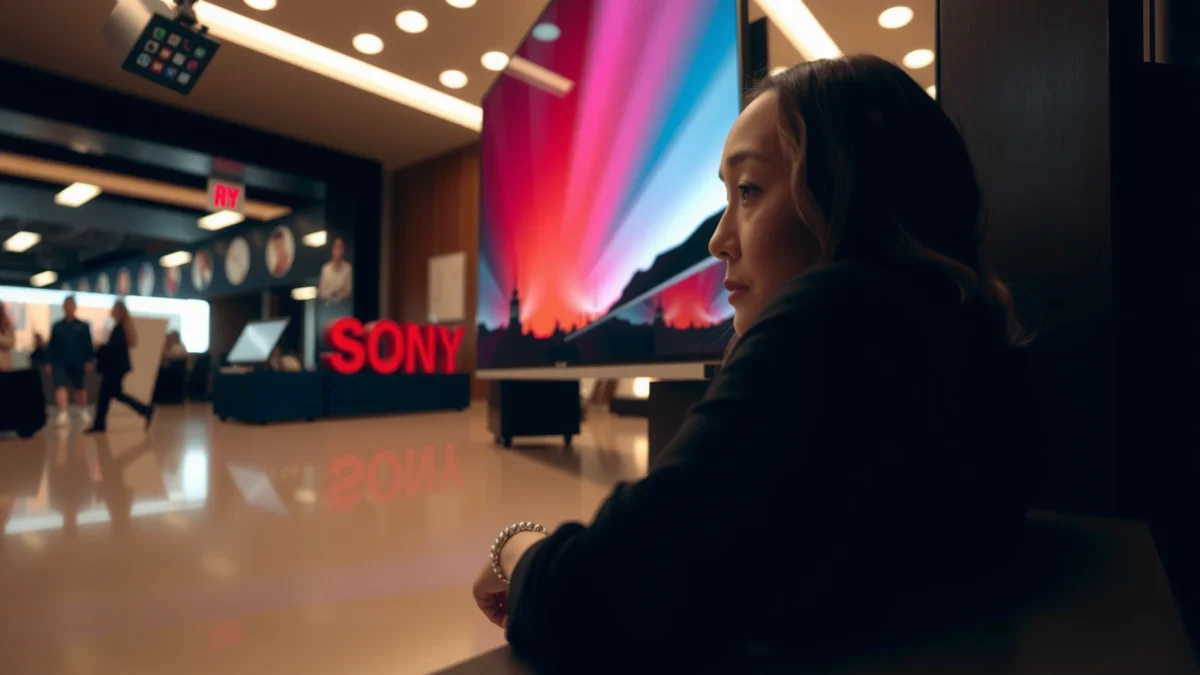 Comparison of Sony and Samsung TV upscaling quality in a side-by-side view