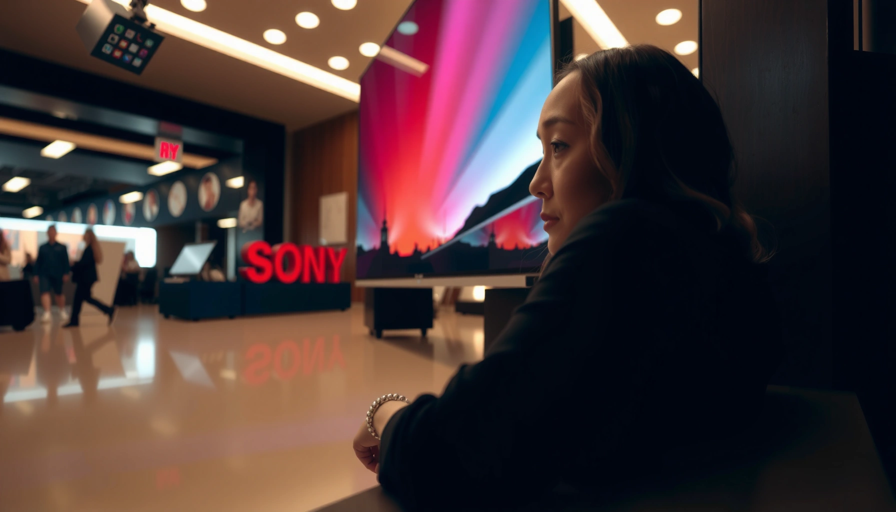Comparison of Sony and Samsung TV upscaling quality in a side-by-side view