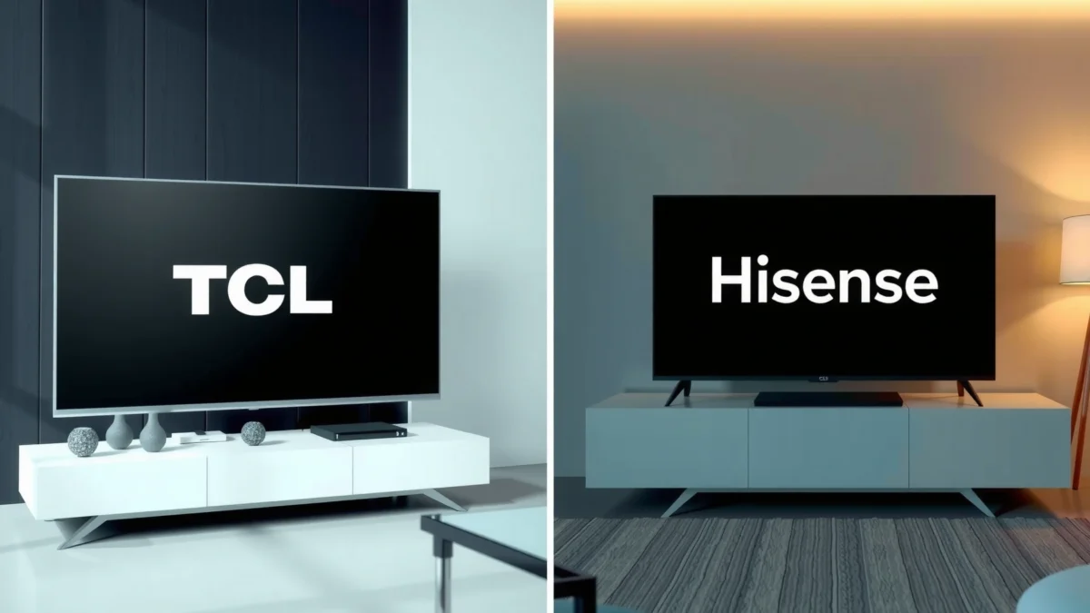 Comparison of TCL 4K and Hisense 4K TVs showcasing features and design.