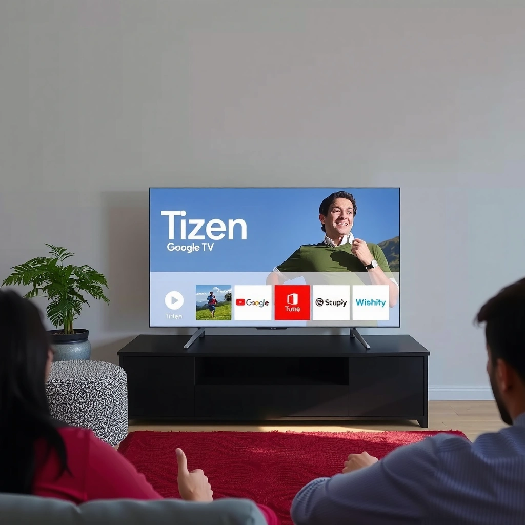 Comparison of Tizen and Google TV interface design and navigation features.