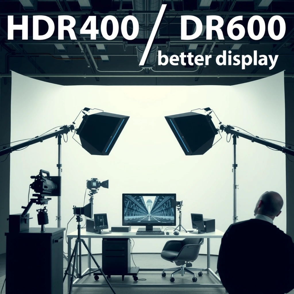 Illustration explaining HDR400 display technology and its features in comparison to HDR600.