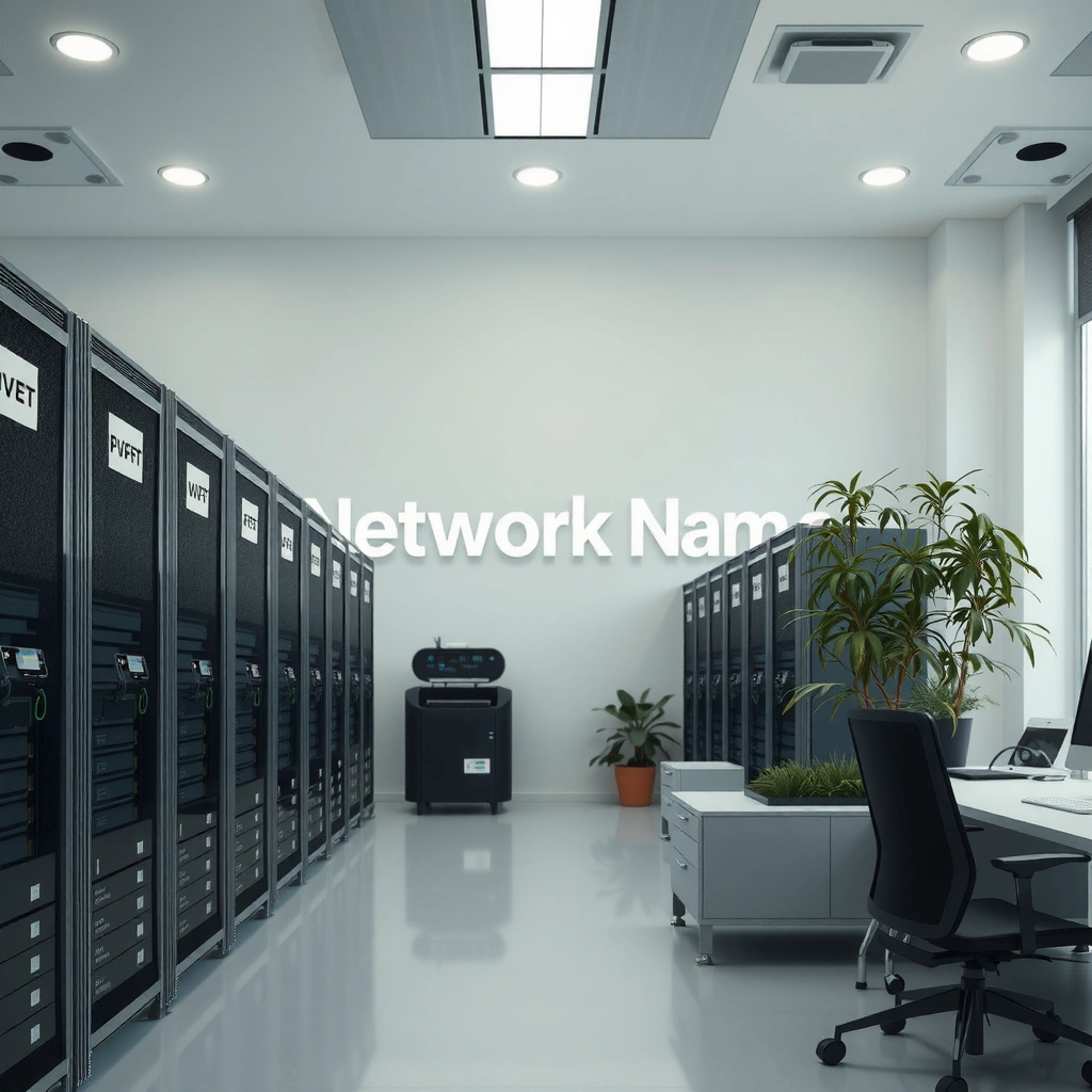 Illustration explaining the meaning of a network name in computer networking.