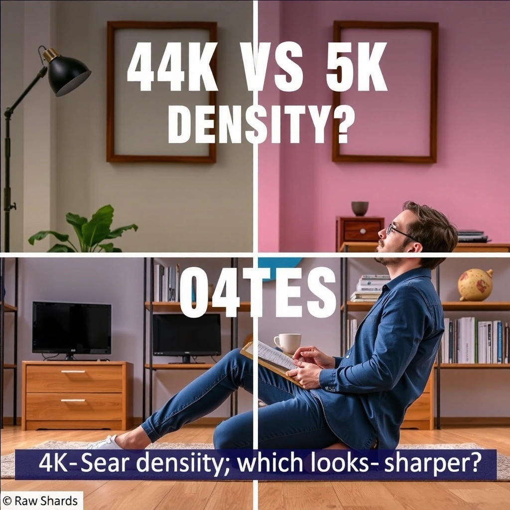 Illustration explaining pixel density differences between 4K and 5K resolutions.