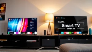Comparison of a used smart TV and a new smart TV for buyers considering their options.