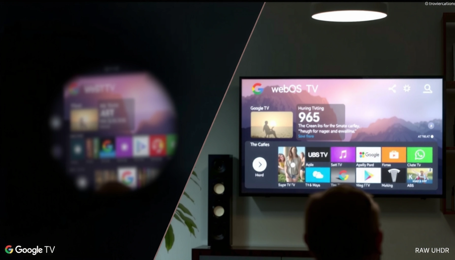 Comparison of webOS and Google TV app support highlighting compatibility and platform differences