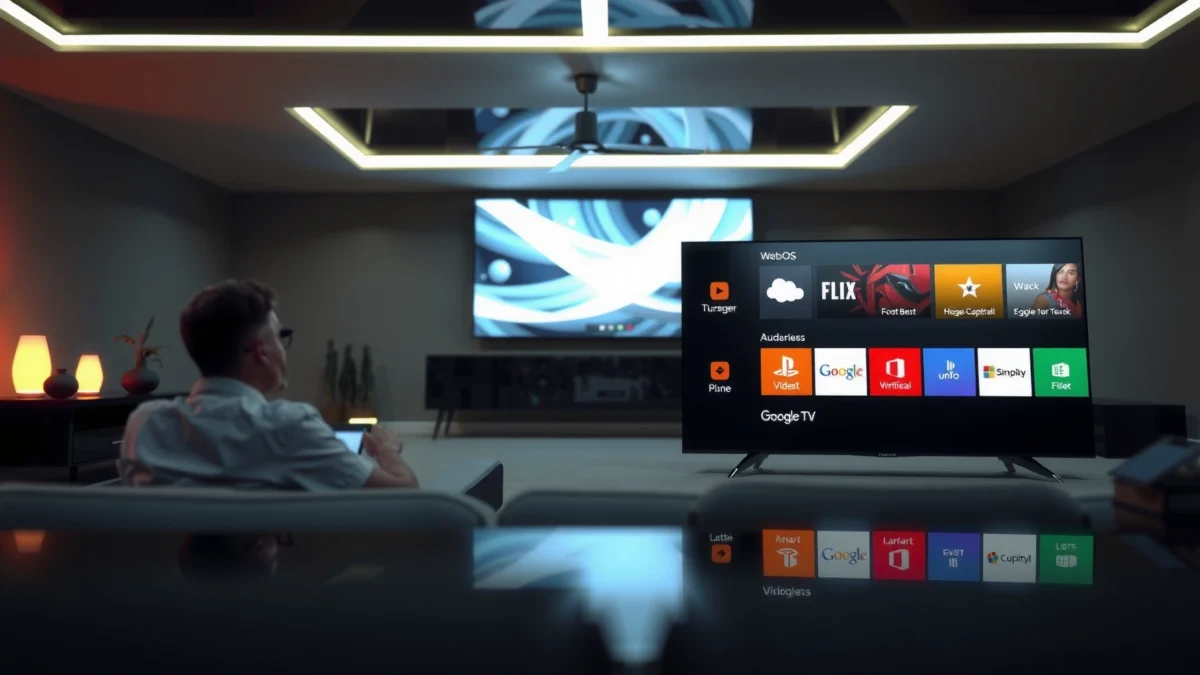 Comparison of webOS and Google TV interfaces highlighting key differences and features.