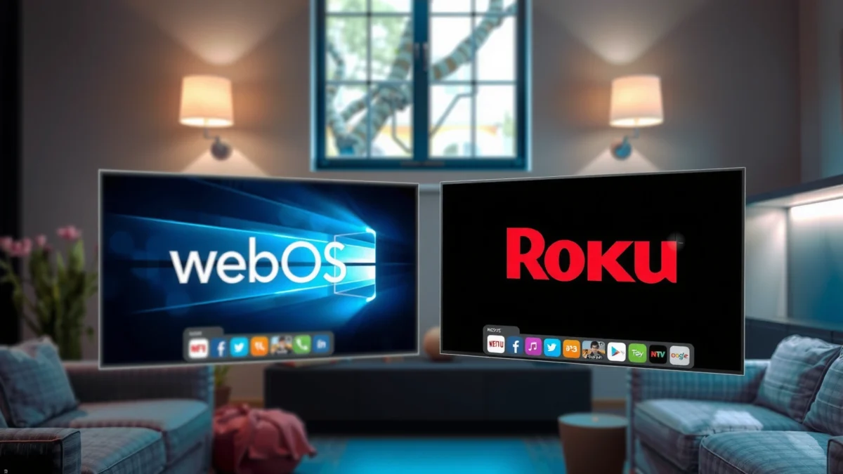 Comparison of webOS and Roku OS highlighting key differences and pros for users to choose from.