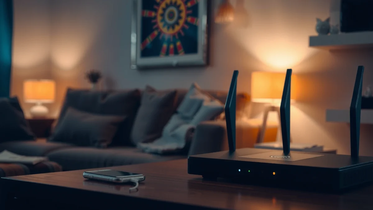 Illustration explaining why Wi-Fi disconnects at night with common causes and solutions.