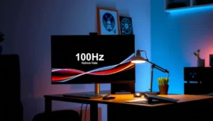Comparison of 100Hz and 165Hz monitors highlighting refresh rate differences.