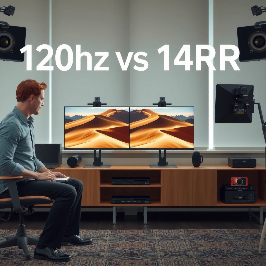 Comparison of 120Hz and 144Hz VRR refresh rates in gaming and display technology.