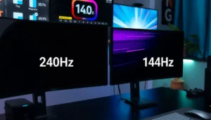 Comparison of 144Hz and 240Hz refresh rates for gaming performance.