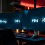Comparison of 144Hz, 240Hz, and 360Hz monitors highlighting refresh rate differences
