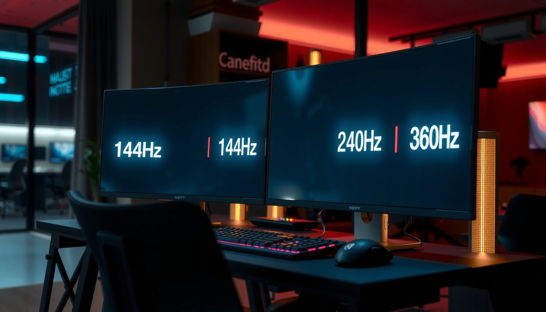 Comparison of 144Hz, 240Hz, and 360Hz monitors highlighting refresh rate differences