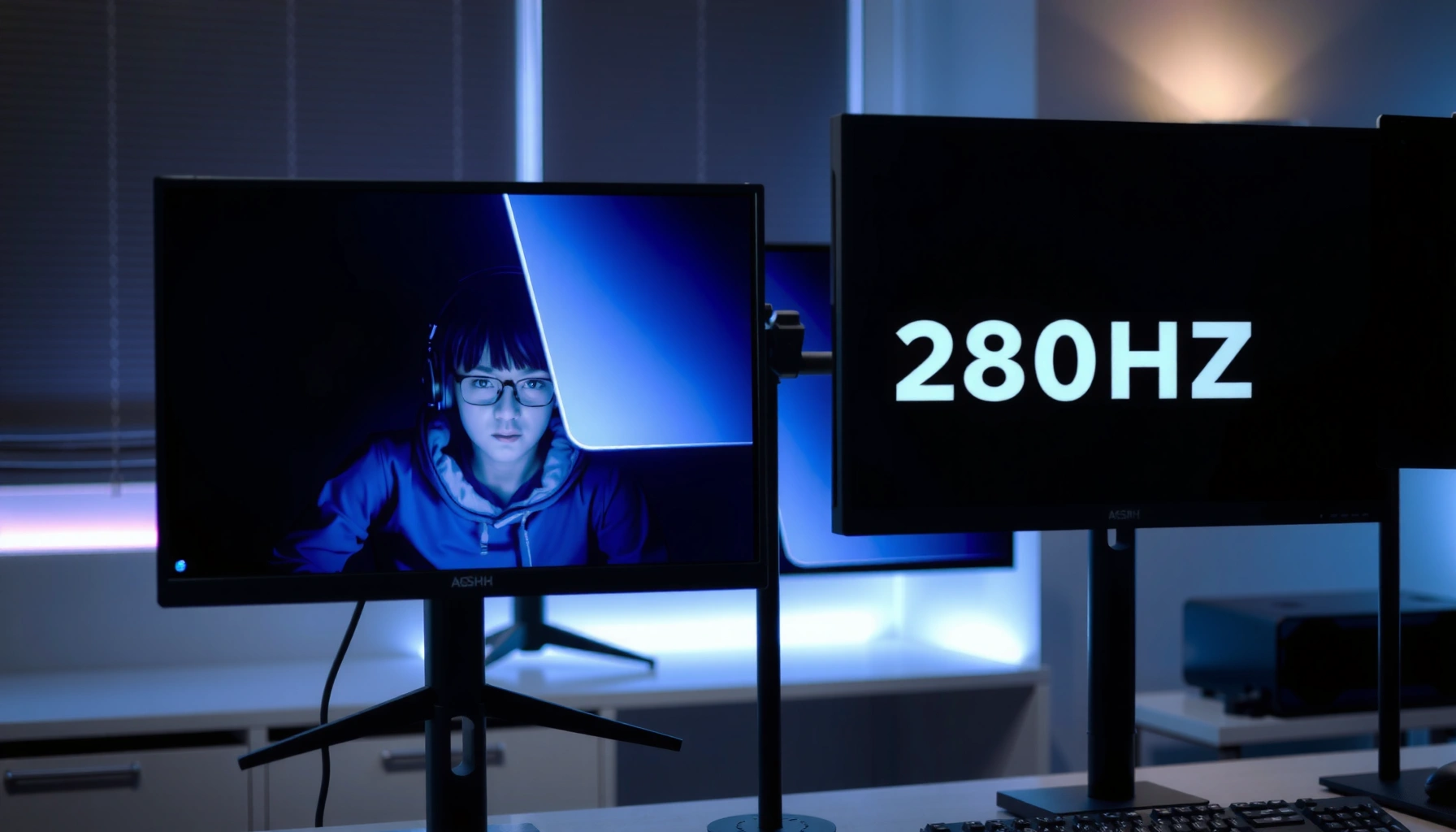 Comparison of 240Hz and 280Hz monitors highlighting refresh rate differences.