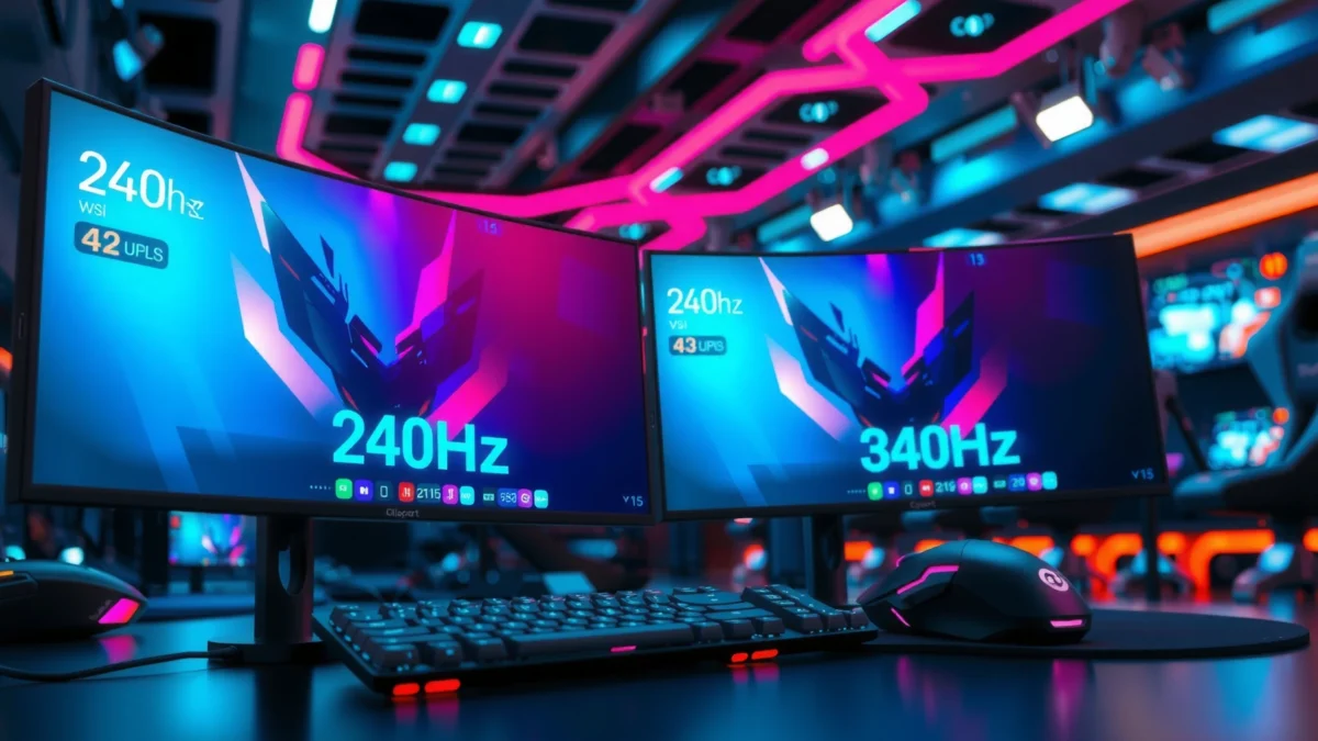 Comparison of 240Hz and 360Hz refresh rates for esports gaming performance.