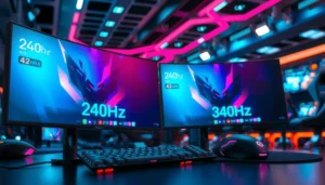 Comparison of 240Hz and 360Hz refresh rates for esports gaming performance.
