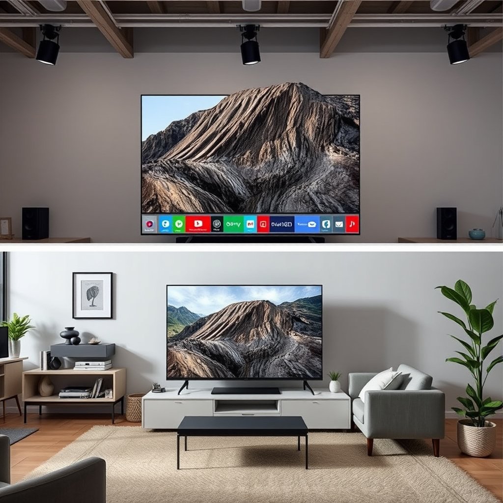Comparison of 43-inch and 50-inch 4K TVs highlighting size differences