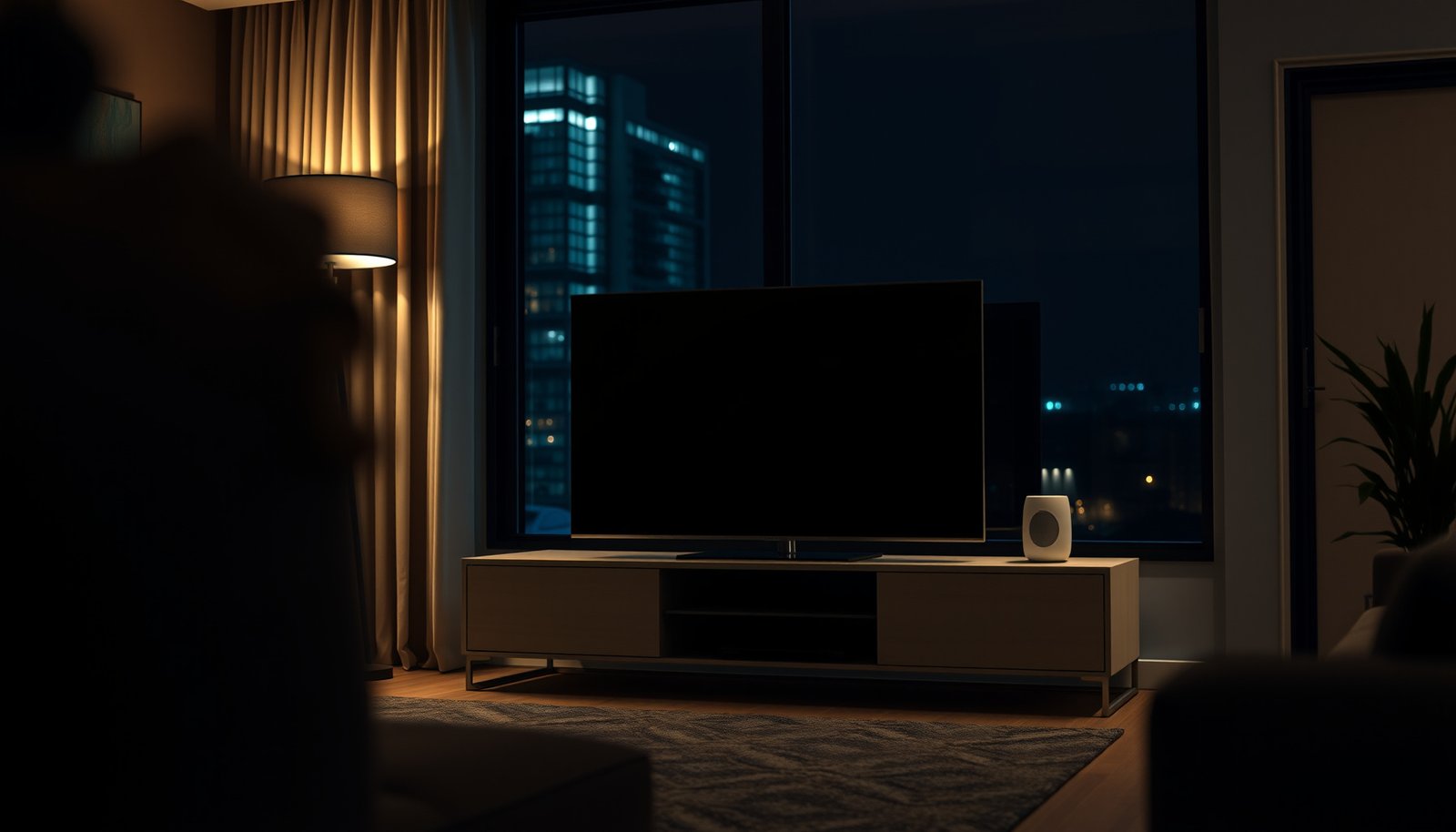 Comparison of 43-inch and 50-inch TVs in a medium room setting