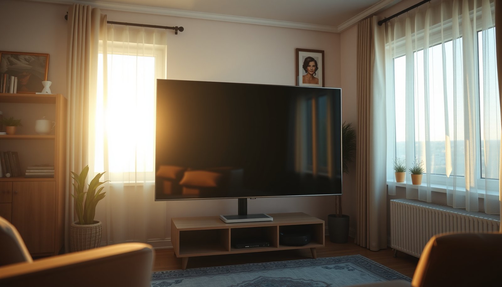 Comparison of 43-inch and 50-inch TVs in a small room setting