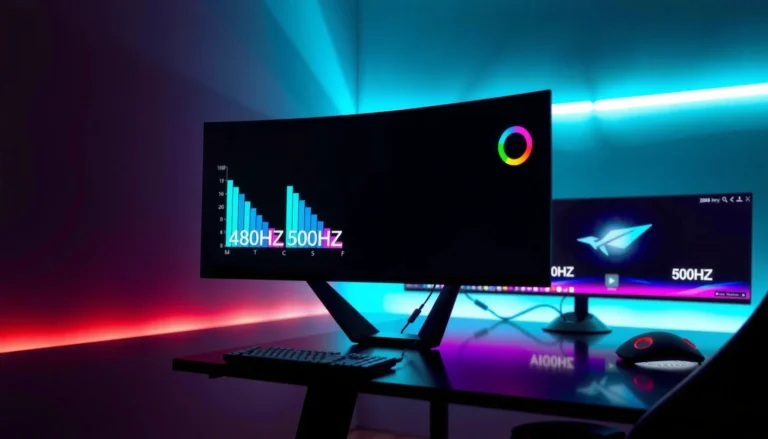 Comparison of 480Hz and 500Hz monitors highlighting refresh rate differences.