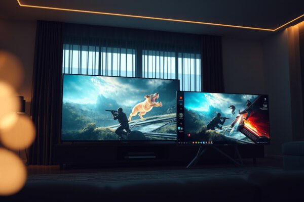 Comparison of a 4K TV and a gaming monitor for gaming and entertainment choices