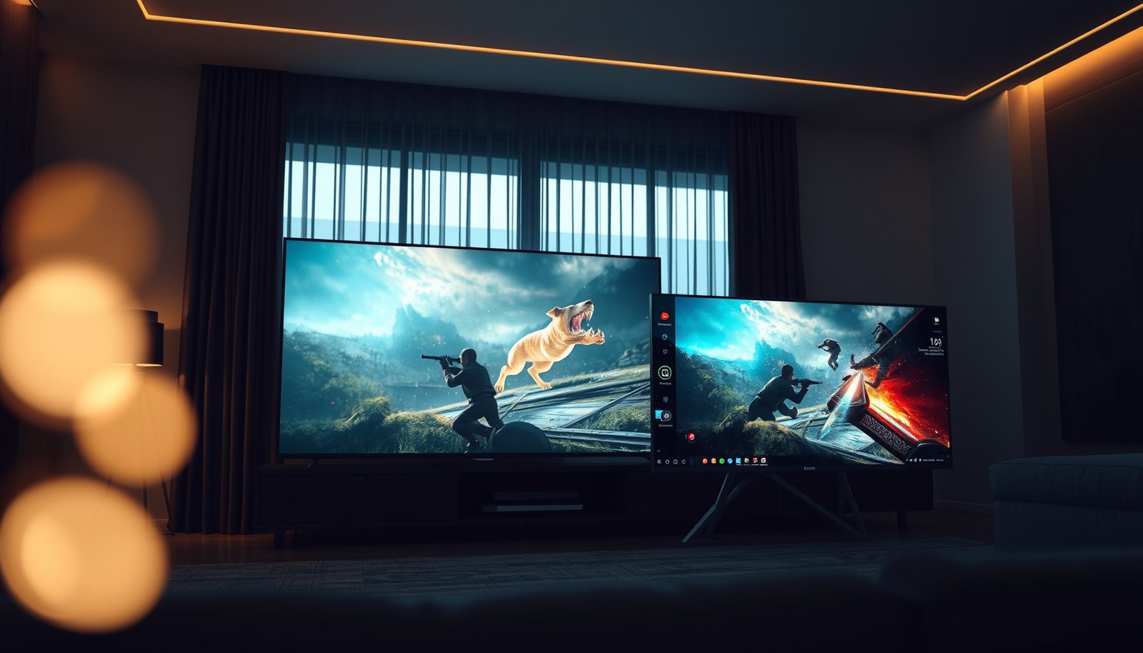 Comparison of a 4K TV and a gaming monitor for gaming and entertainment choices
