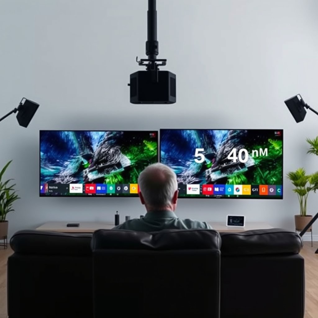Comparison of 50-inch and 55-inch smart TVs showing size differences in real life.