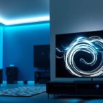 Comparison of a 55-inch TV and a 32-inch gaming monitor for gaming and entertainment.