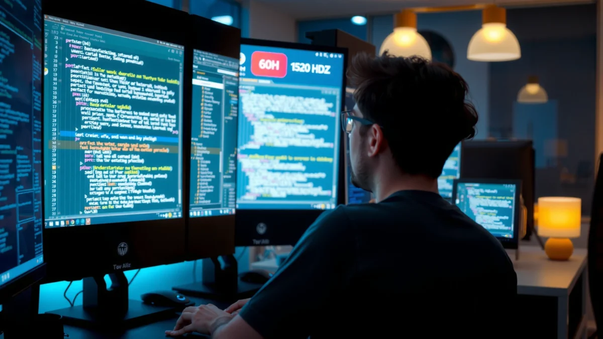 Comparison of 60Hz and 120Hz refresh rates for programming and coding performance.