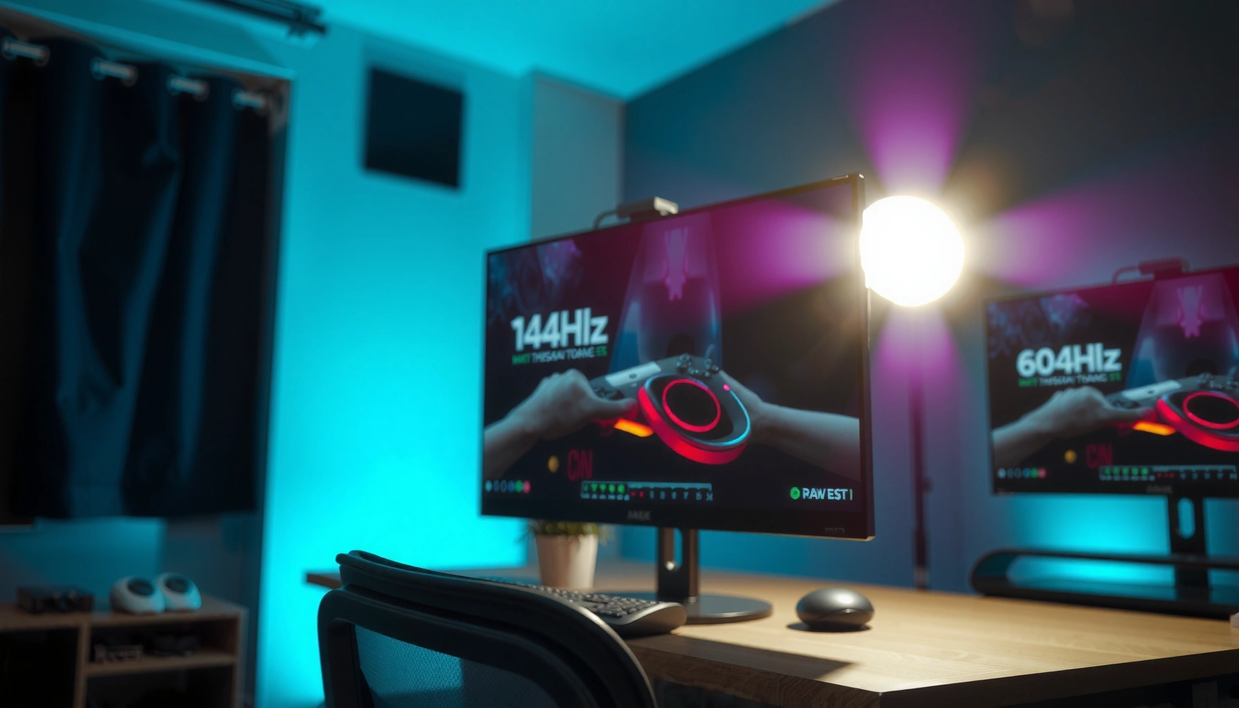 A side-by-side comparison of 60Hz and 144Hz monitors highlighting their differences in refresh rates.