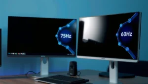 Comparison of 60Hz and 75Hz monitors for gaming and productivity.