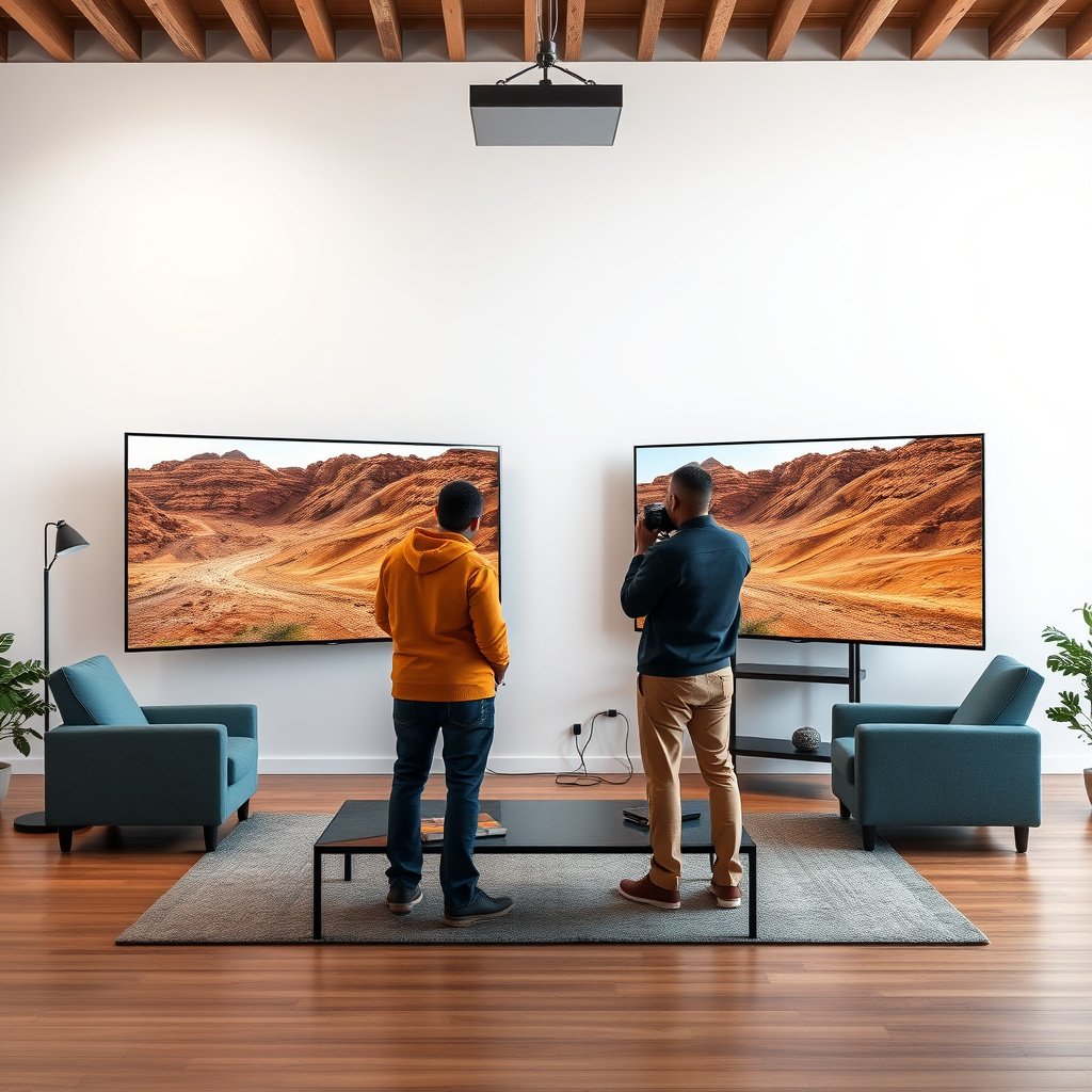 Comparison of 65-inch and 55-inch displays viewed from 6 feet distance