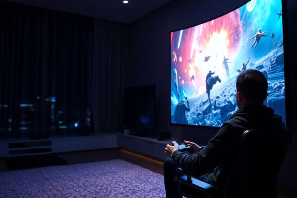 Comparison of 65-inch and 75-inch screens for gaming, highlighting size differences and viewing experience.