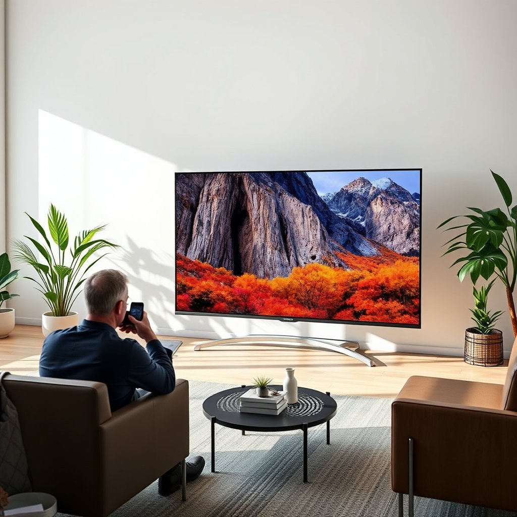 Comparison of 75-inch and 77-inch TVs showing size difference for room fitting