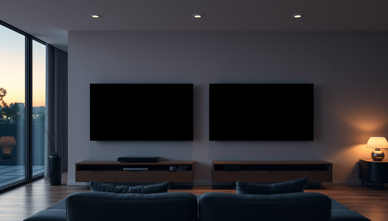 Comparison of 75-inch and 85-inch TVs for large rooms, showcasing their sizes and features.